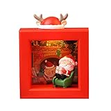 1957 Schubladenbox Holz Schreibtisch Weihnachtsstern beleuchtet Büro-Desktop-Dekoration Ornamente Nachtlichter Weihnachtsgeschenke für Studenten Ordner Halter Regal (A, A)