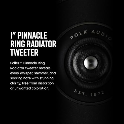 Image of Polk Audio Reserve Series R600 Tower Speaker, Home Audio Speakers, 1 inch Pinnacle Ring Tweeter & Dual 6.5 inch Turbine Cone Woofers, Hi-Res Certified, Dolby Atmos & IMAX Enhanced for Home Theater, Black