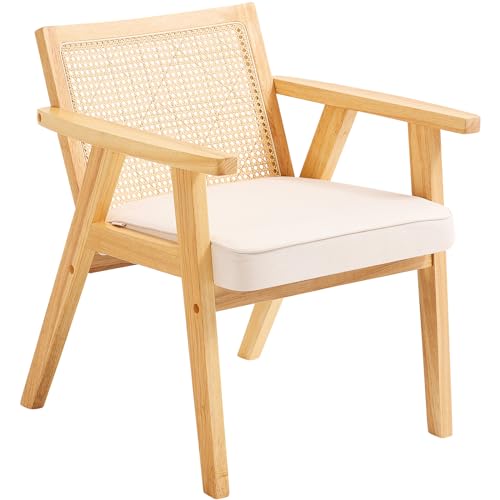 VEVOR Rattan Chair, Mid Century Modern Dining Chair with Armrest,...