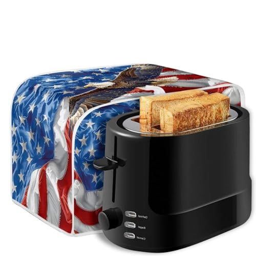 Image of American Flag Eagle Toaster Cover Kitchen Bakeware Protector Fits for Most Standard 2 Slice Toasters July 4th Independence Memorial Day Decor