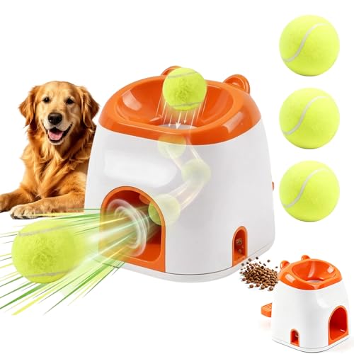 LSMARZJZ Dog Ball Launcher & Automatic Treat Dispenser - Interactive Spring-Loaded Fetch Toy for Small to Medium Dogs, Mental Stimulation & Exercise Training Equipment for Indoor Outdoor Play (1 PC)