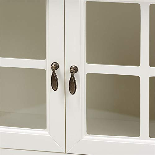 Baxton Studio Chauncey White Finished Wood And Glass 2-Door Kitchen Cabinet #TOP6