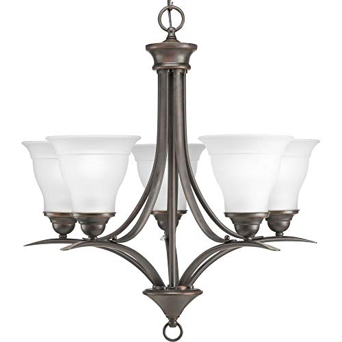 Image of Progress Lighting 5-Light Etched Glass Traditional Chandelier Light, Trinity Collection, Indoor, P4328-20, Antique Bronze