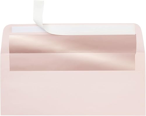 Miniatura 7 de Best Paper Greetings Sobres de dinero para efectivo, 4 1/8 x 9 1/2 pulgadas, forro de papel de aluminio rosa y oro rosa, paquete de 50 sobres