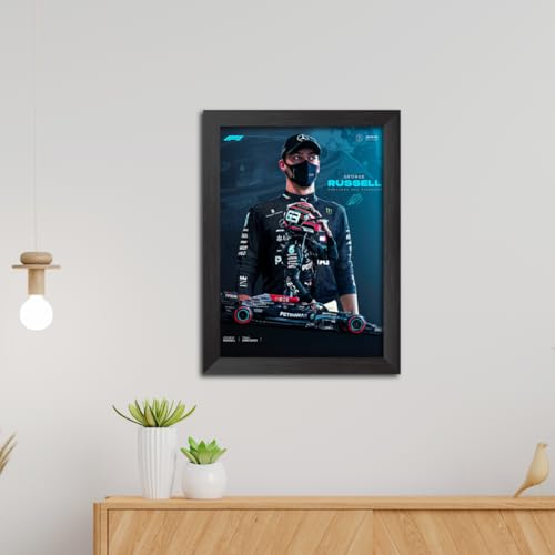 Image of TenorArts George Russell Poster F1 Driver Posters Formula One Photo Frame Painting with Matt Finish Dark Texture (12 inches x 9inches)