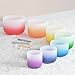 432HZ 7PCS Set Of 6-12 Inch Aria Gradient Design Frosted Quartz Crystal Singing Bowls With 2 PCS Travel Carry Case Bag.