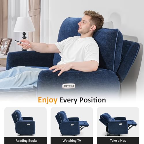 Image of MCombo 60 in Wall Hugger Reclining Loveseat Recliner, RV Sofa 6924 (Blue)