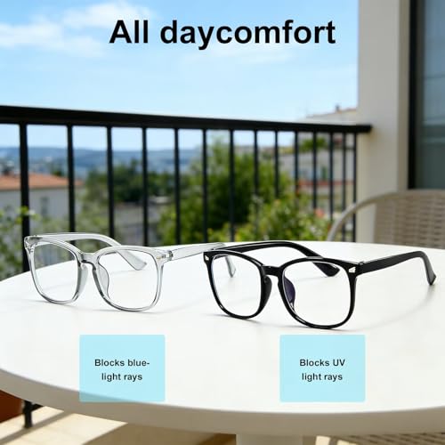 Image of Clear Blue Light Glasses for Women and Men, Fashionable Square Frame Glasses with Anti Glare Protection