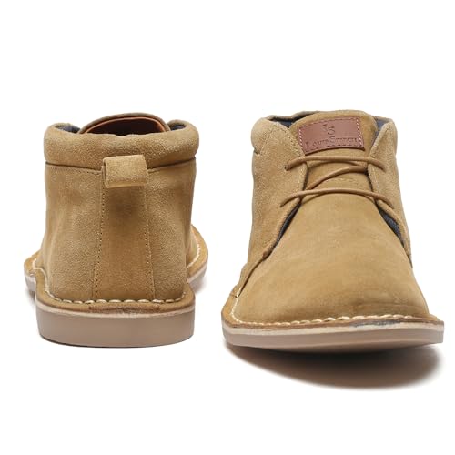 Image of LOUIS STITCH Chukka Boots - Suede Leather High Ankle Casual & Trekking Boots | Cream, Size-UK012