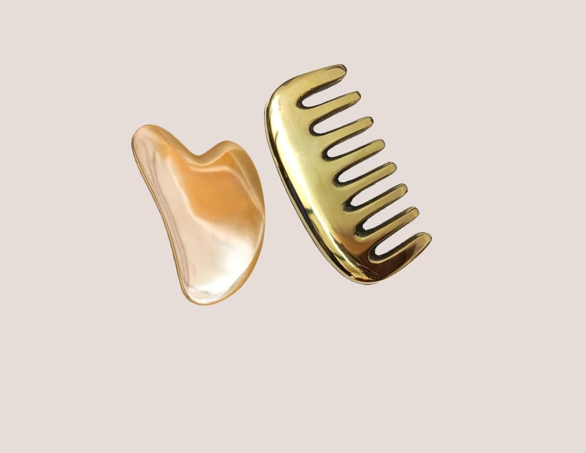 Krishay Store™ Bronze Kansa Gua Sha Massage Tool - kansa Hair Comb -Tendon Massage Scraping Tool Muscle Pain Relief, Stress Release and Breaking up Scar Tissue (B0CQVSV757) Amazon Price History, Amazon Price Tracker