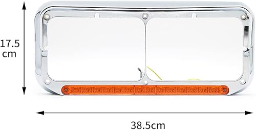 Miniatura 3 de LEAVAN 2 biseles cromados para faros delanteros de 12 pulgadas, luz LED ámbar con visera, tira de luz de 4 x 6 para camiones Kenworth T400 T600 T800