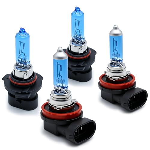JAKMER H11 9005XS/HB3A Halogen Bulbs for Peterbilt 388 389 567 579 587 Truck Headlights Low High Beam Combo 5000K Warm White Plug and Play, Pack of 4