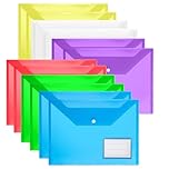 24Pack Plastic Wallets Folders - A4 Plastic Folders Document Folder Wallet Popper Wallets with Label Pocket, Assorted
