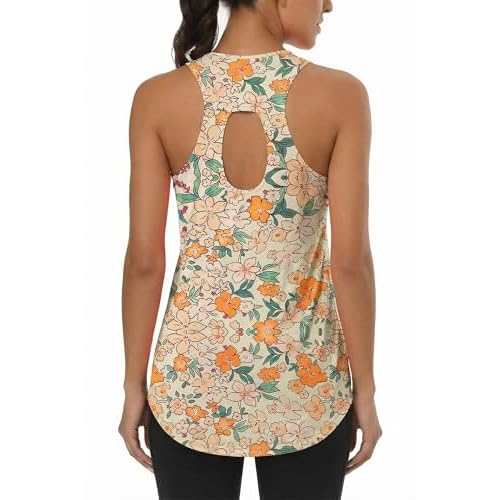 Cakulo Womens Sleeveless Workout Tops Racerback Athletic Summer Tank Tops Gym Yoga Running Shirts Clothes