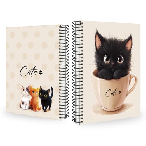 Caderno Feminino Colegial Capa Dura 20 Matérias Cats Cute