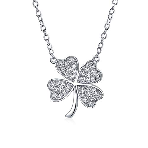 Collier trèfle à quatre feuilles pour femme en argent .925 et zircone cubique