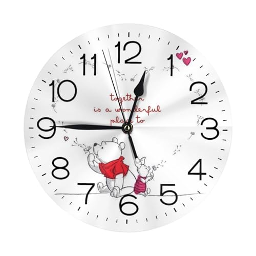 くまのプーさん 壁掛け時計 ウォールクロック 置き時計 直径25cm インテリア 壁かけ時計 アナログ 静音 連続秒針 Wall Clock 電池式 ベッドルーム 置き掛け兼用 見やすい デスクトップクロック リッピング