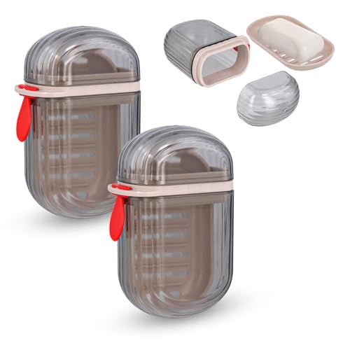 Lot de 2 Boîtes à Savon Voyage, Boîte à Savon Portable avec Couvercle Boîte à Multifonctionnelle Boîte à Voyage Portable Douche Salle Bain Voyage Camping Salle Sport