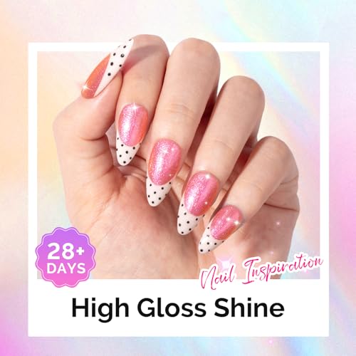 Image of MelodySusie Jelly Pink Aurora Shimmer Gel Nail Polish, Sparkle 0.5 Fl Oz Soak Off UV LED Red Glitter Gel Polish Gift for Women Nail Art Manicure Salon DIY Nail Design Decoration at Home-G2609