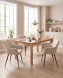 JIJIAN Cord Esszimmerstühle 4er Set mit Armlehnen, Beige