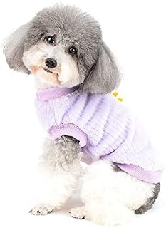 Zunea Small Dog Jumper Winter Warm Jacket Coat Puppy Girl Clothes Sunflower Pullover Sweater Soft Fleece Jumper Cold Weather Pet Clothing Apparel for Chihuahua Yorkshire Purple S
