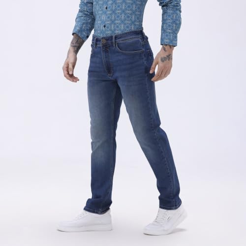 Image of BASICS Premium Cotton Stretch Jeans for Men | Smart Casual Denim