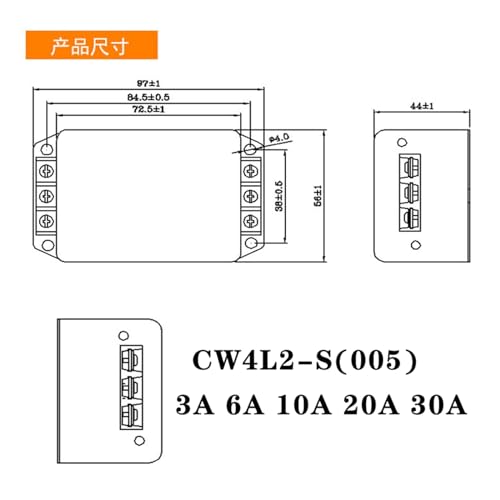 Filtre d'alimentation monophasé 220V CW4L2-10A-S pour interférences - 2