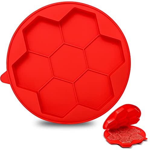Cuisinerite - 7 In 1 Hamburger Slider Silicone Mold Hexagonal Patty Maker Press, Shape, & Freeze Non-Stick Stuffed Burger To Make Patties For Freezing, Grilling, Cooking Red, 9'' Round #TOP1