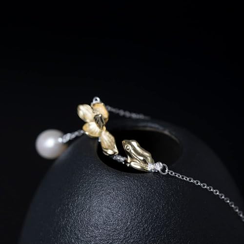 Collier grenouille feuille de lotus en argent, le cadeau d'anniversaire romantique idéal