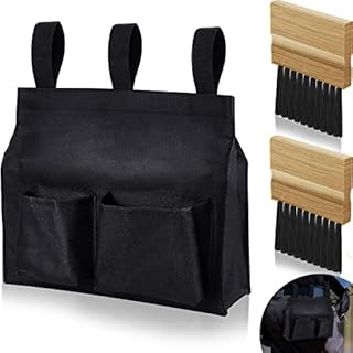 Dunzy Umpire Ball Bag and Wood Handle Umpire Brush Set Black Umpires Ball Bag with 2 Pcs Baseball Home Plate Brush Baseball Umpire Equipment Kit