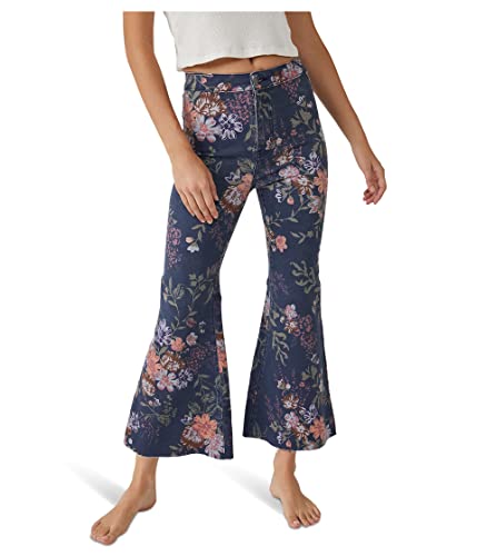 Free People Youthquake Printed Crop Flare Jeans Navy Combo 28 #TOP18
