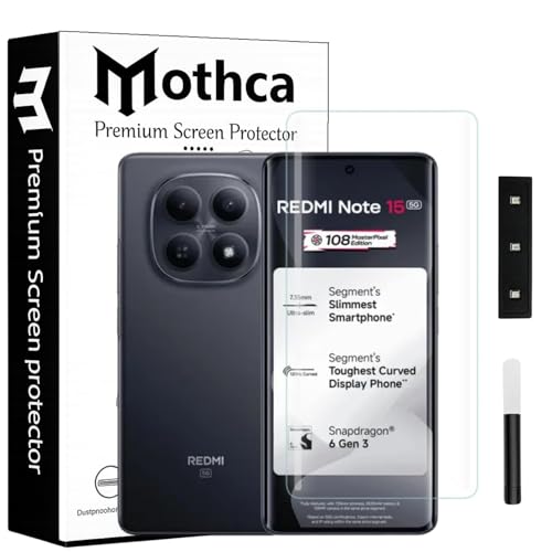 Image of Mothca Premium Curved UV Tempered Glass Screen Protector for Redmi Note 15 | HD Clear | Full Screen Coverage (Pack of 1)