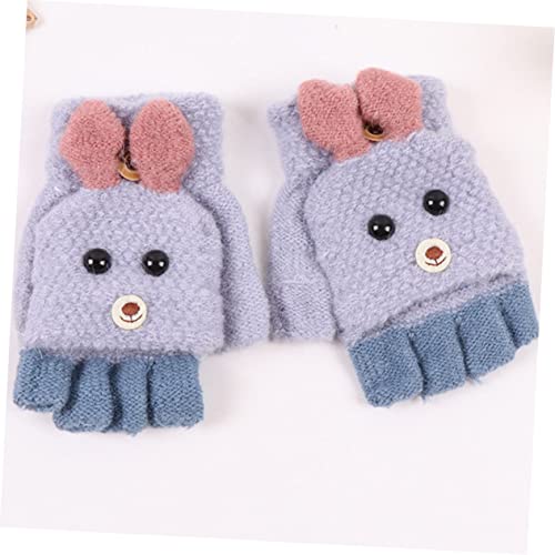 2pairs Cartoon Dog Half Finger Gloves for Boy Girl and Adults Warm Knit Cover Gloves Random Colors for Indoor and Outdoor Activities4