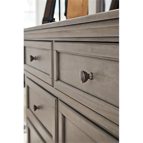 Image of Signature Design by Ashley Lettner Dresser for Bedroom, 7 Drawer Burnished Gray Chest, 65-Inch Wide Traditional Style, Hidden Storage for Small Valuables, Light Gray