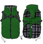 Pethiy Winter Warm Coat Waterproof Dog Winter Jacket with harness traction belt,Pet outdoor jacket Dog autumn and winter clothes For Medium, small Dog-Green-XL
