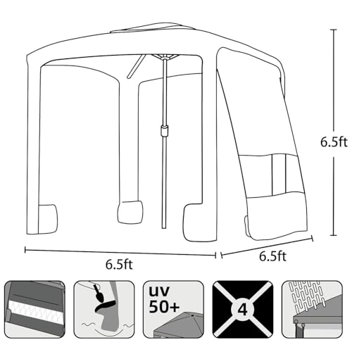 AMMSUN Beach Cabana, 6.5'×6.5' Beach Canopy with Privacy Sunwall, Easy to Set Up, UV 50+ Protection, Waterproof, Portable Sun Shelter for the Whole Family (Blue Paint) by AMMSUN - Image 7