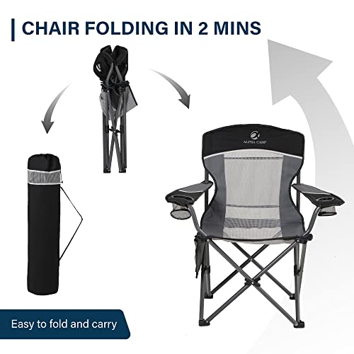 High Point Sports Portable Mesh Back Camping Folding Chair,Heavy Duty Fishing Lawn Chair, Padded Collapsible Outdoor Chair For Adults, Outdoor, Garden, Patio, Black #TOP5