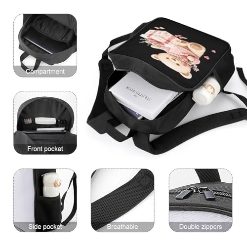 Teddy Bear Valentines Gifts Travel Backpack Casual Daypack Shoulder Bag with Adjustable Shoulder Straps for Hiking4