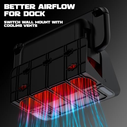 Hosanwell Switch 2 - Soporte de pared con luz RGB para Switch 2, carga de 4 Joy-Cons, 4 ranuras de juego, color negro - imagen 6