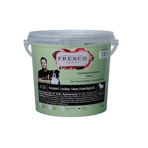 FRESCO Dog Martin Rütter Trainingsknöchelchen Pferd 1kg-Eimer | getreidefreies Hundefutter | Trainingssnack | gesund und natürlich | ohne künstliche Zusätze | Made in Germany