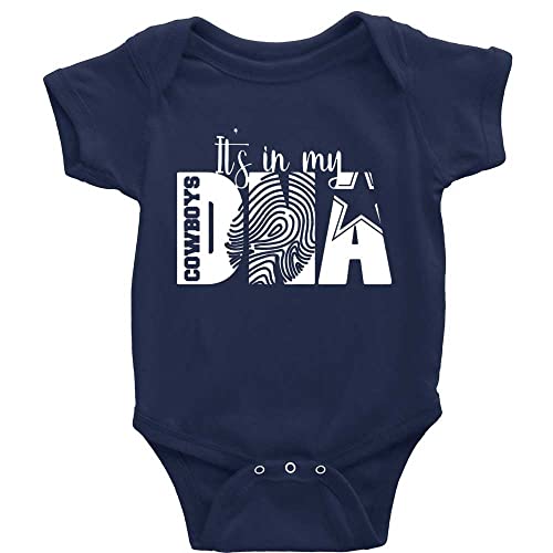 Its in My DNA Cowboys Newborn SOft Short Sleeve Cotton Baby Clothes D-Navy