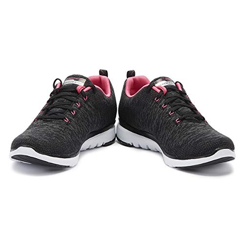 Skechers Skechers Women's Flex Appeal 3.0 Trainers, Black Knit Mesh Hot Pink Trim