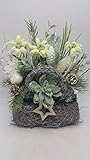 seidenblumengestecke orchideen  Weihnachtsgesteck Seidenblumengesteck Edelweiß Sukkulente Zapfen beleuchtet