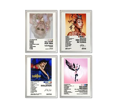Set of 4 Kali Singer Uchis Poster Music Album Cover Canvas Art Wall Picture Print Modern Family Decor