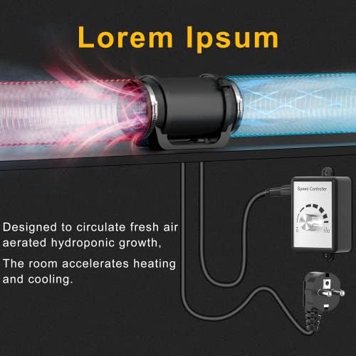 KOZYUT 6 inch inline fan Duct Booster Fan with Variable Speed Controller EC Motor, 150 mm Duct Fan 469 CFM for Heating Cooling Booster, Grow Tents, Hydroponics