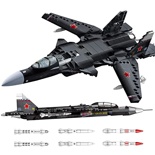 Sukhoi Su-47 Gold Eagle Fighter Jet Building Block Set, Kit de construcción de avión de juguete militar de la Fuerza Aérea, 707 piezas, modelo de avión, regalos para niños y adultos Cover