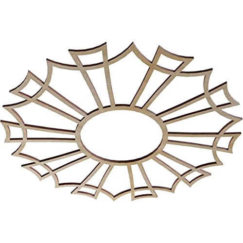 Image of Ekena Millwork 18 inchOD x 6 3 /8 inchID x 1 /4 inchT Augustus Wood Fretwork Pierced Ceiling Medallion, Hickory