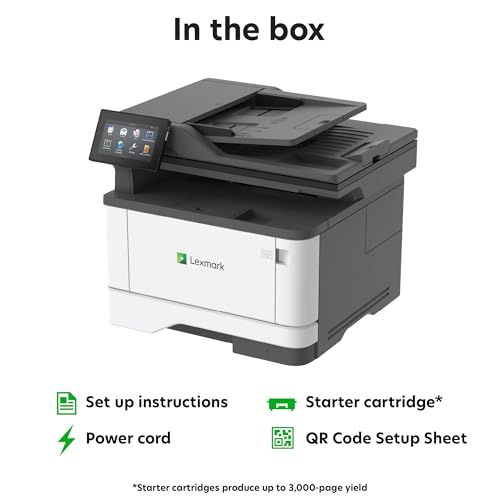 Image of Lexmark MX432adwe Monochrome Laser Printer, Integrated Duplex, Recommended Monthly Page Volume: 800-8,000 Pages, Print Speed: Up to 42 ppm (29S8100)