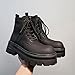 Men's Black Leather Platform Lace-Up Ankle Boots Fashion Round Toe Side Zipper High Top Boots Comfort Non Slip Streetwear Booties (black,11)