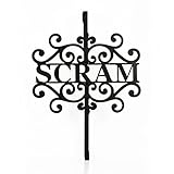 National Tree Company Metal Wreath Hanger, Black, 'Scram', Halloween Collection, 16 Inches